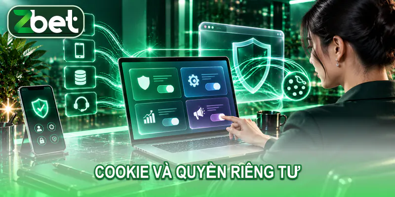 Người dùng trưởng thành điều chỉnh các nhóm cookie và tùy chọn riêng tư trên laptop