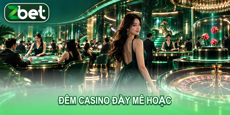 Người phụ nữ trưởng thành bước qua casino khi các bàn đồng loạt sáng đèn